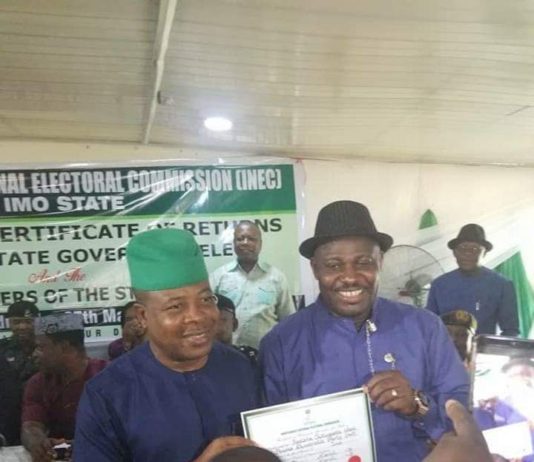 Ihedioha Receives Certificate of Return as Imo Governor-Elect