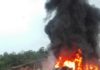 Young Shall Grow Luxurious Bus Burnt to Ashes in Umuahia