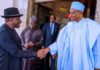 Photos: Former President Jonathan Visits Buhari In State House, Abuja